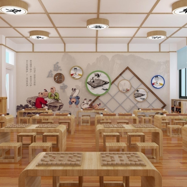 新中式棋室 教室 围 象棋3D模型